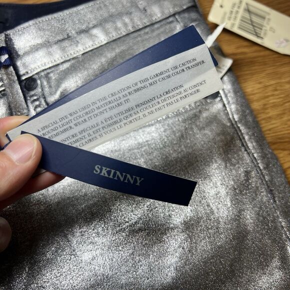 Juicy Couture Silver Foil Coated Skinny Women's Pants Jeans Sz 27 Metallic Y2K - Picture 7 of 11
